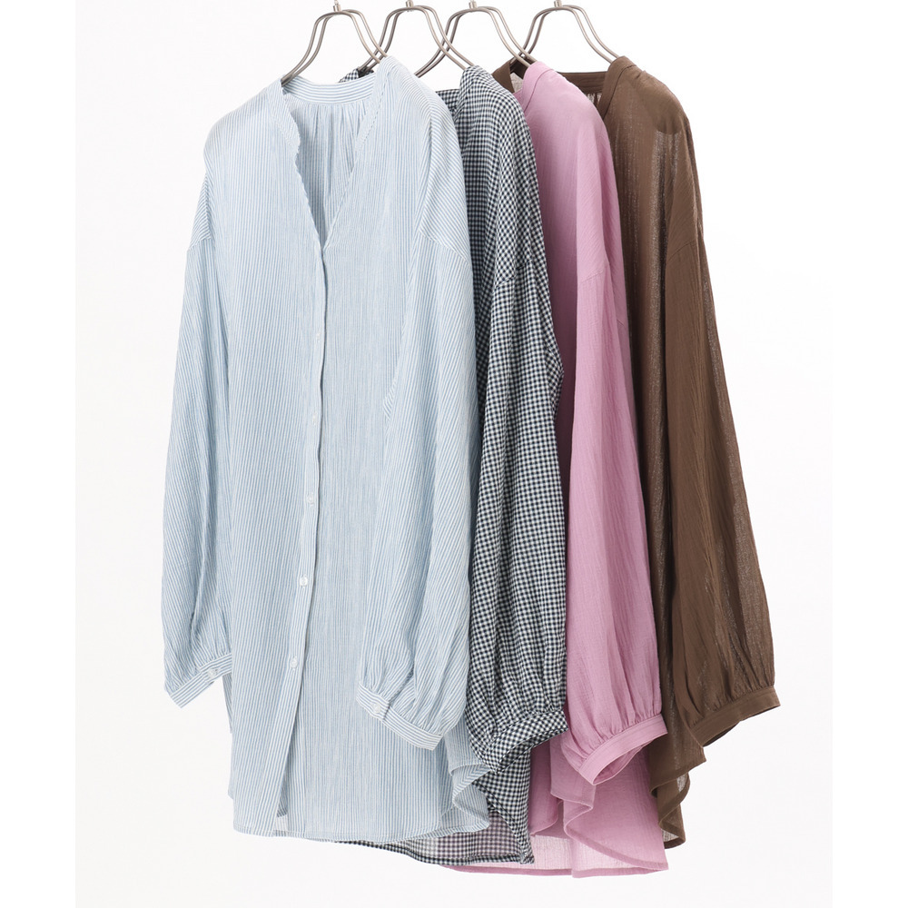 26年春新作【大きいサイズ】バンドカラーコットンブラウス13