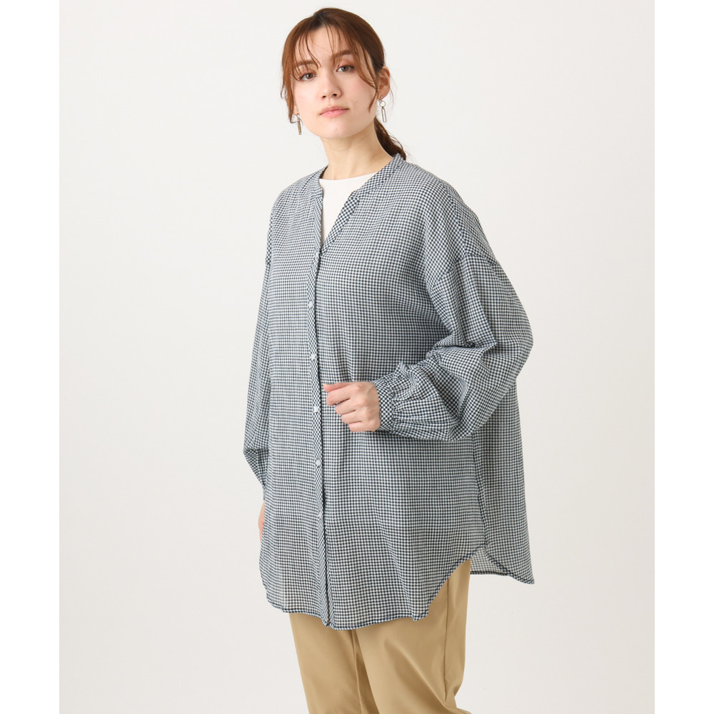 26年春新作【大きいサイズ】バンドカラーコットンブラウス14