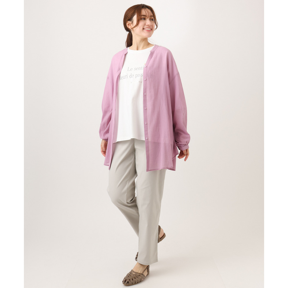 26年春新作【大きいサイズ】バンドカラーコットンブラウス2