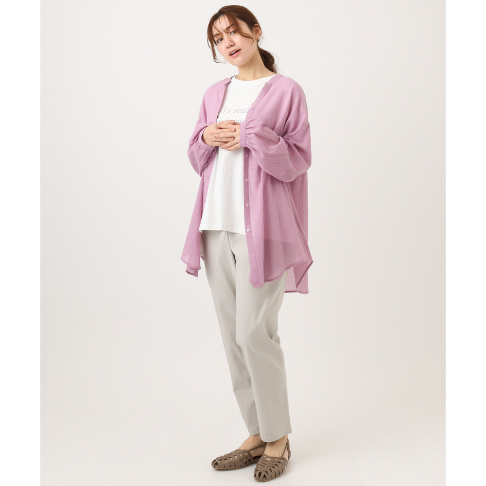 26年春新作【大きいサイズ】バンドカラーコットンブラウス3