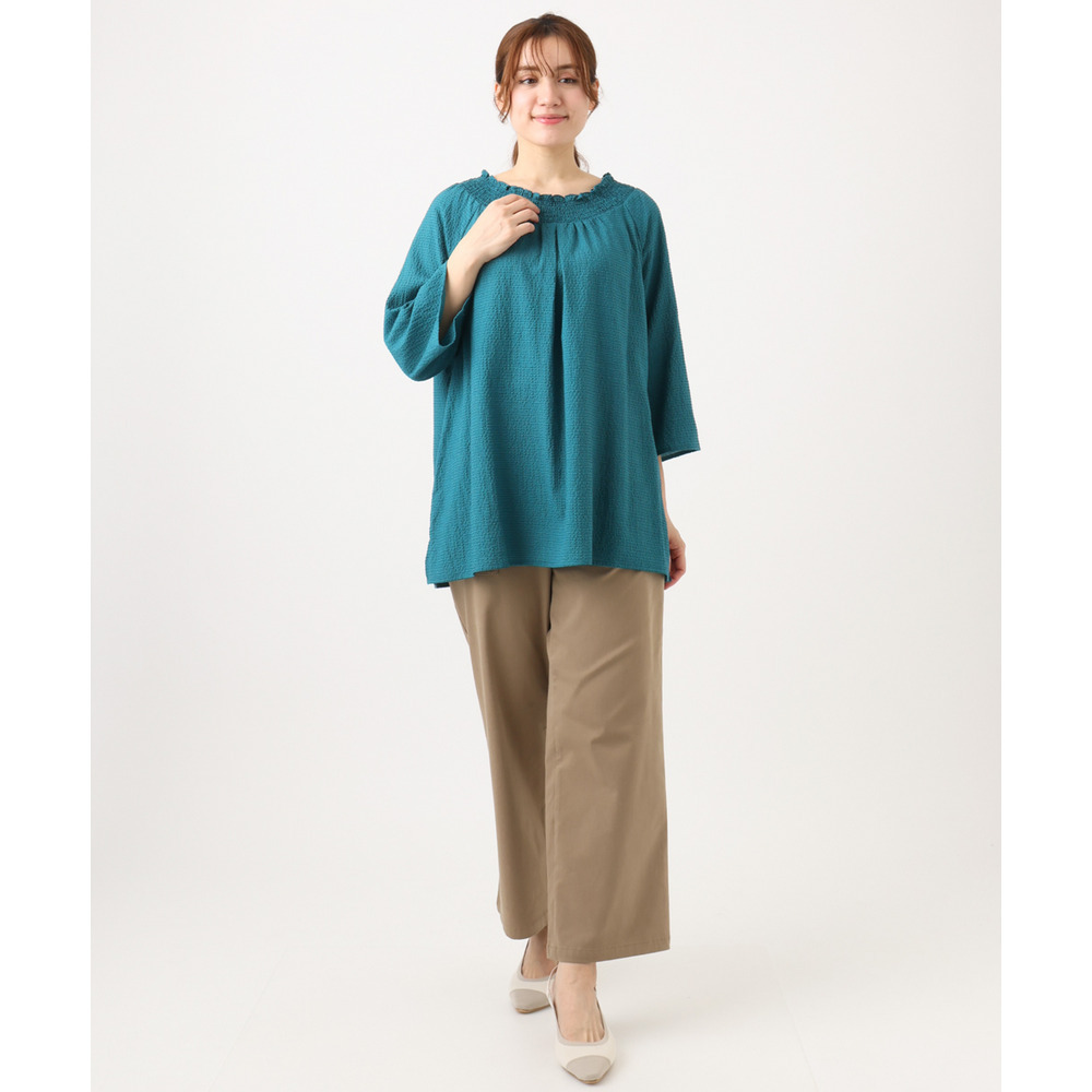 26年春新作【大きいサイズ】ギンガムシャーリングブラウス12