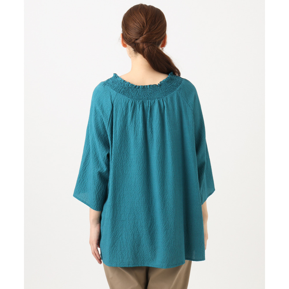 26年春新作【大きいサイズ】ギンガムシャーリングブラウス4