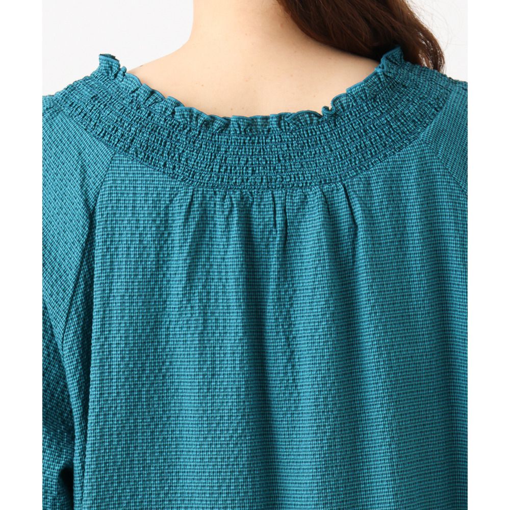 26年春新作【大きいサイズ】ギンガムシャーリングブラウス5