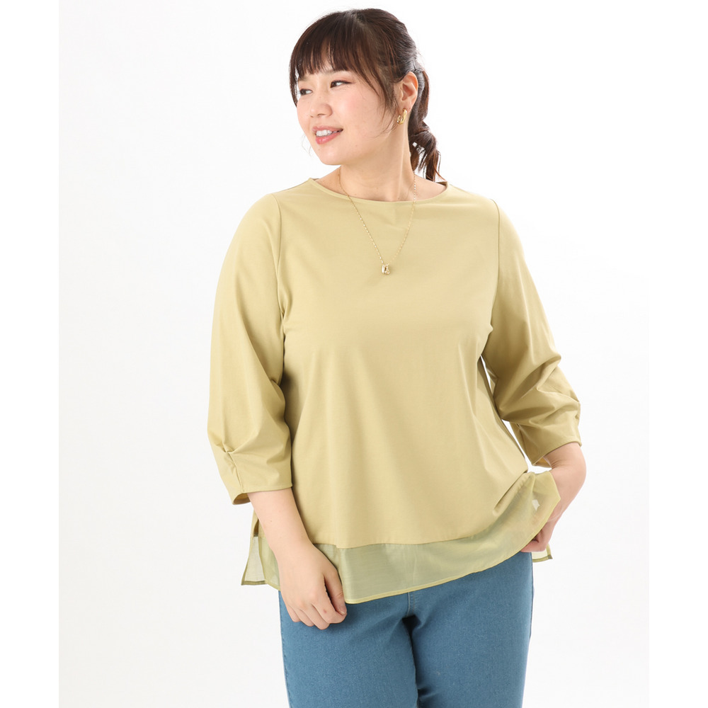 26年春新作【大きいサイズ】裾シア―カットソー