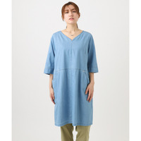 26年春新作【大きいサイズ】Vネックデニムチュニック