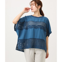 26年春新作【大きいサイズ】かぎ針切り替えブラウス