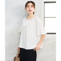 26年春新作【大きいサイズ】フレアハーフスリーブブラウス