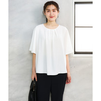 26年春新作【大きいサイズ】フレアハーフスリーブブラウス