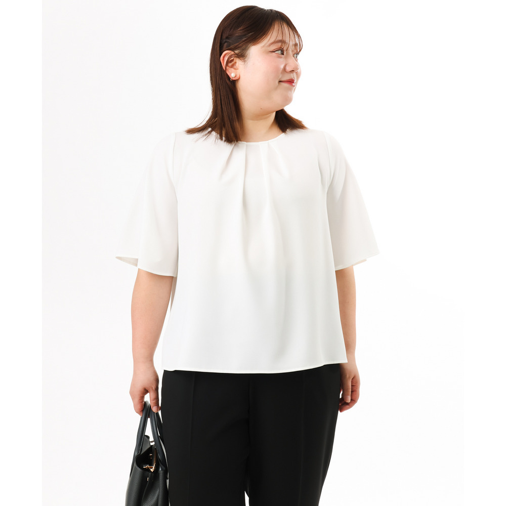 26年春新作【大きいサイズ】フレアハーフスリーブブラウス10