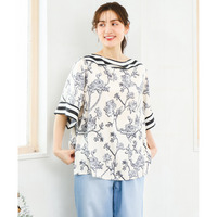 26年春新作【大きいサイズ】スカーフプリントブラウス