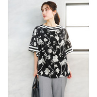 26年春新作【大きいサイズ】スカーフプリントブラウス
