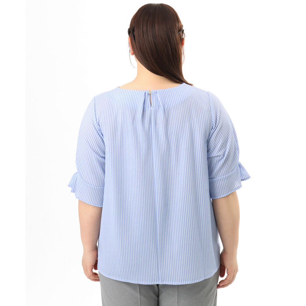 26年春新作【大きいサイズ】シャンブレーストライププカットソー10