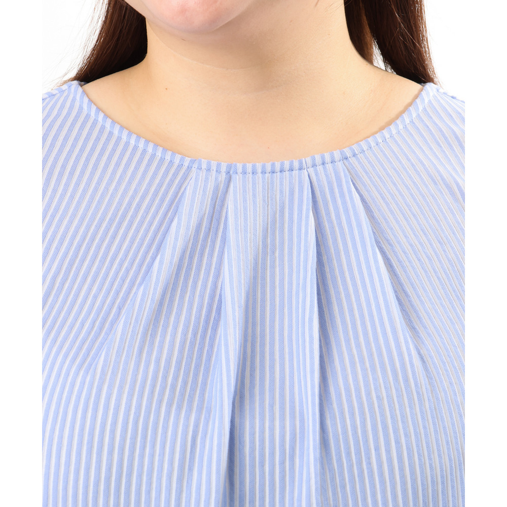 26年春新作【大きいサイズ】シャンブレーストライププカットソー12