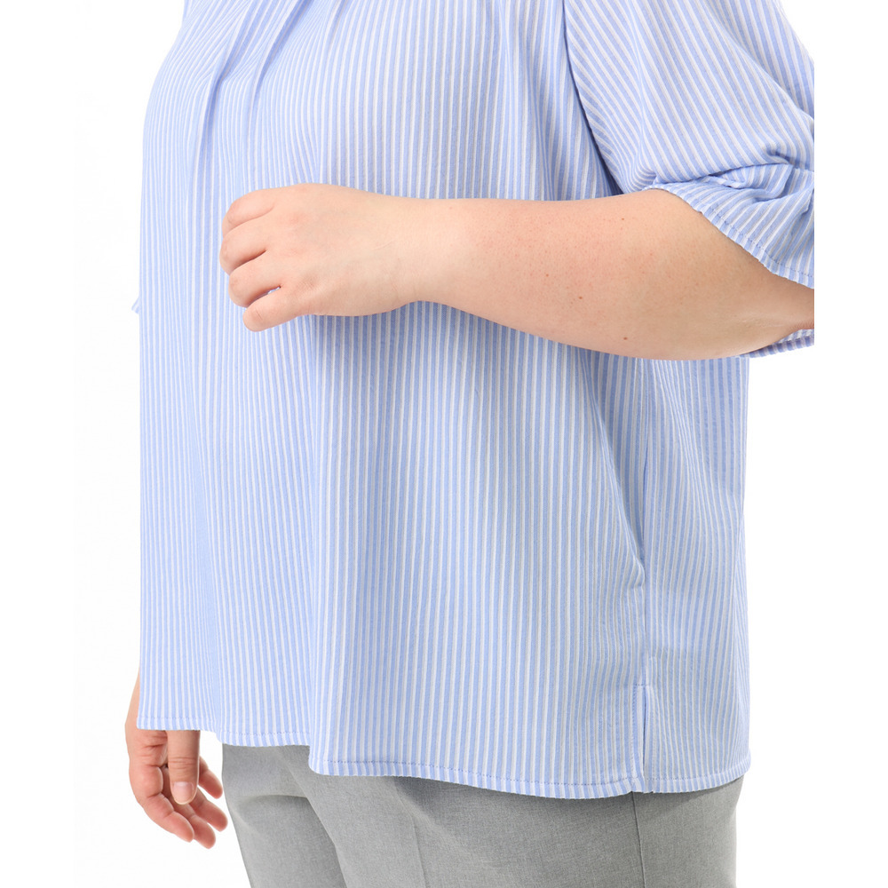 26年春新作【大きいサイズ】シャンブレーストライププカットソー14