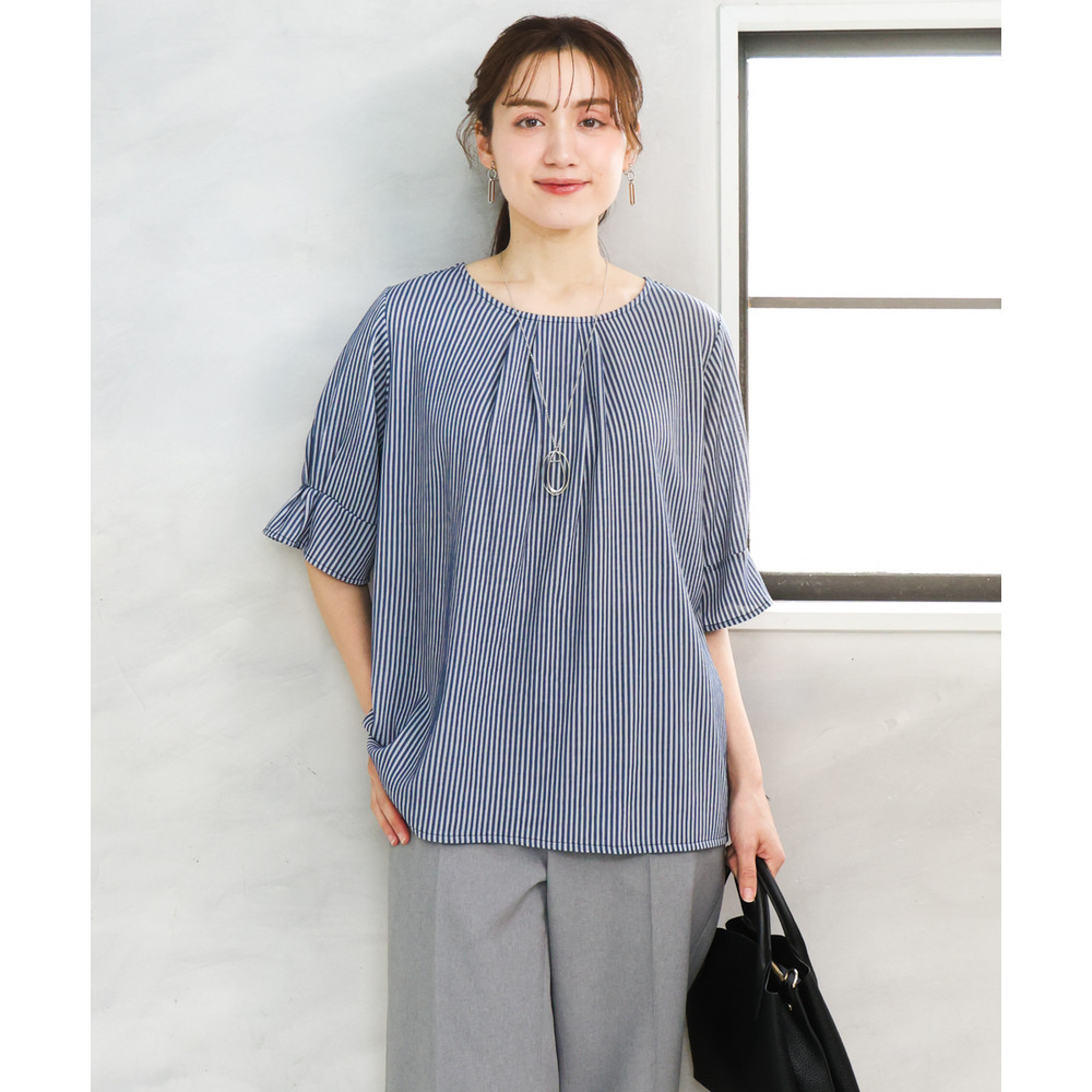 26年春新作【大きいサイズ】シャンブレーストライププカットソー20