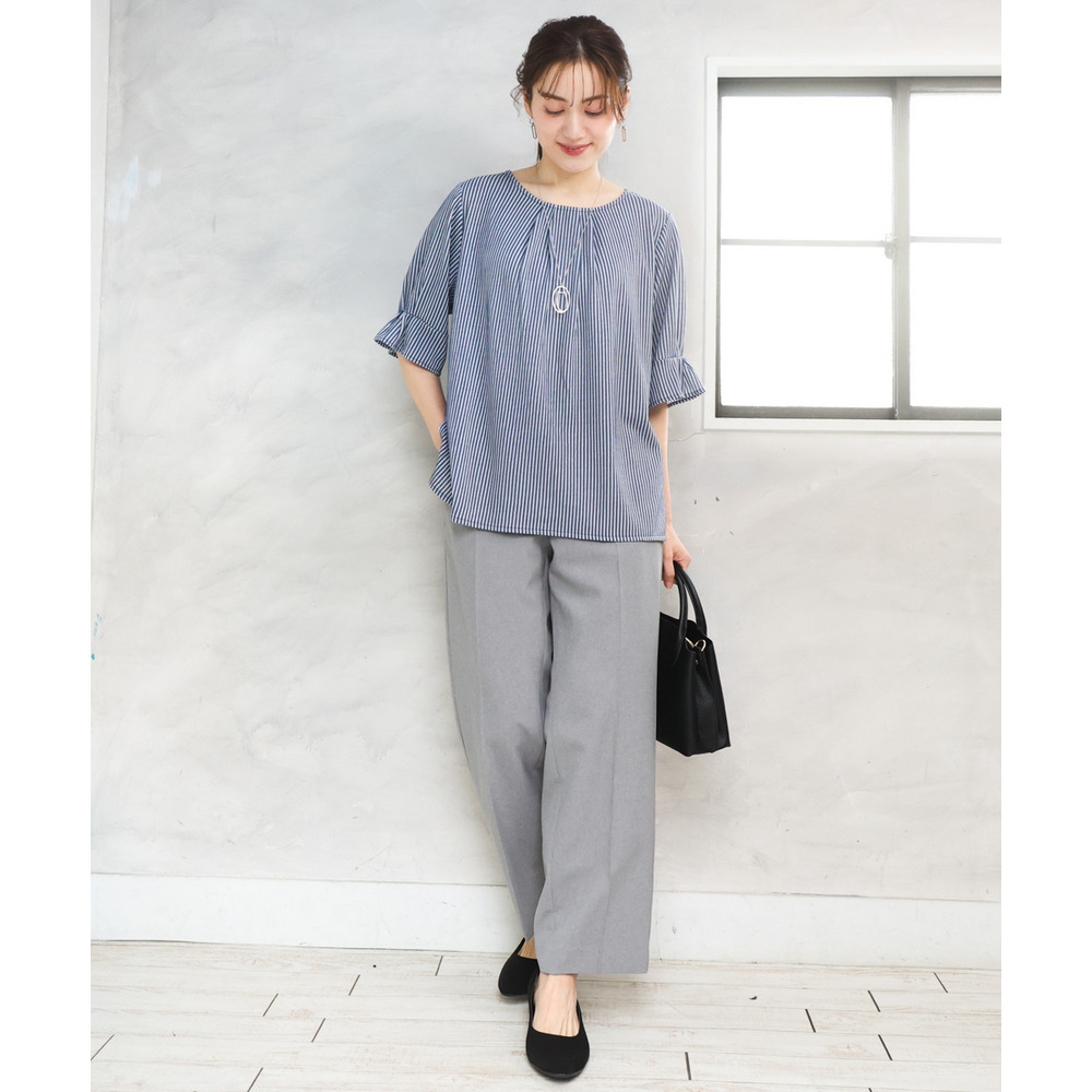 26年春新作【大きいサイズ】シャンブレーストライププカットソー22