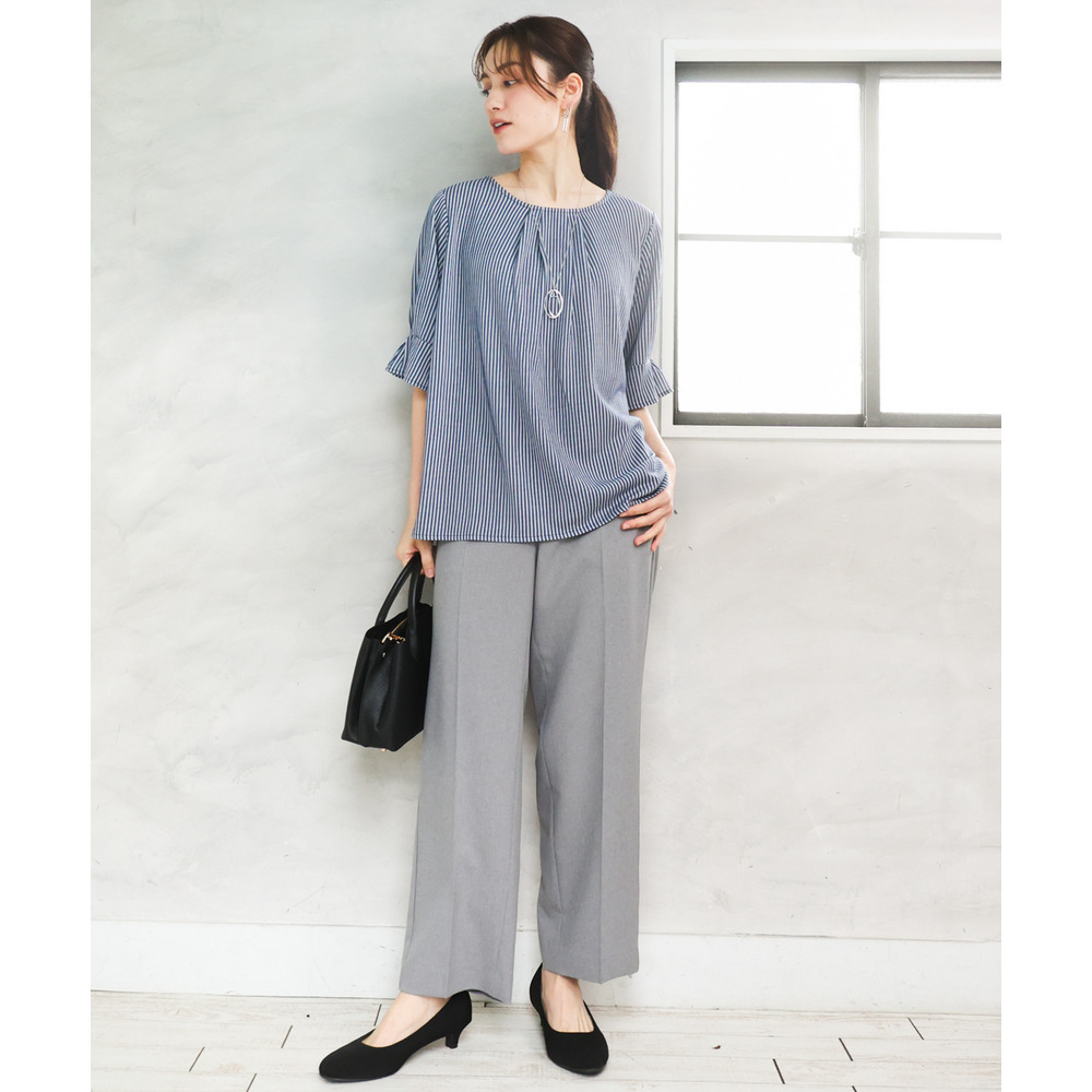 26年春新作【大きいサイズ】シャンブレーストライププカットソー23