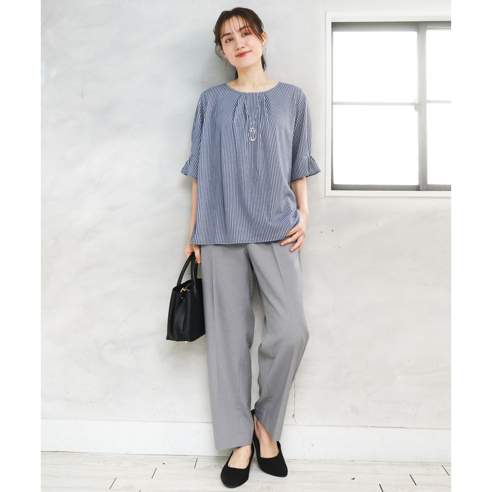 26年春新作【大きいサイズ】シャンブレーストライププカットソー24