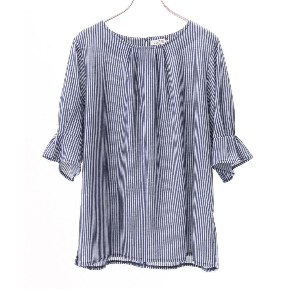 26年春新作【大きいサイズ】シャンブレーストライププカットソー25