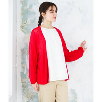 26年春新作【大きいサイズ】鹿の子8分袖カーディガン