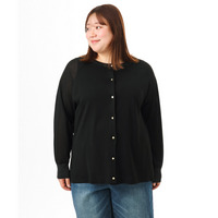 26年春新作【大きいサイズ】クルーネックラメカーディガン