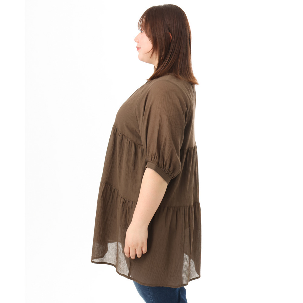 26年春新作【大きいサイズ】コットンティアードブラウスチュニック10