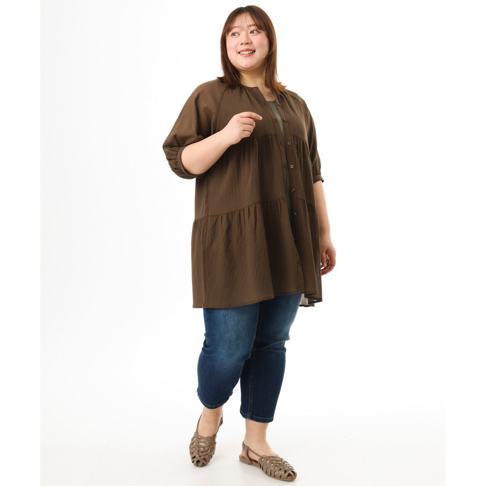 26年春新作【大きいサイズ】コットンティアードブラウスチュニック18