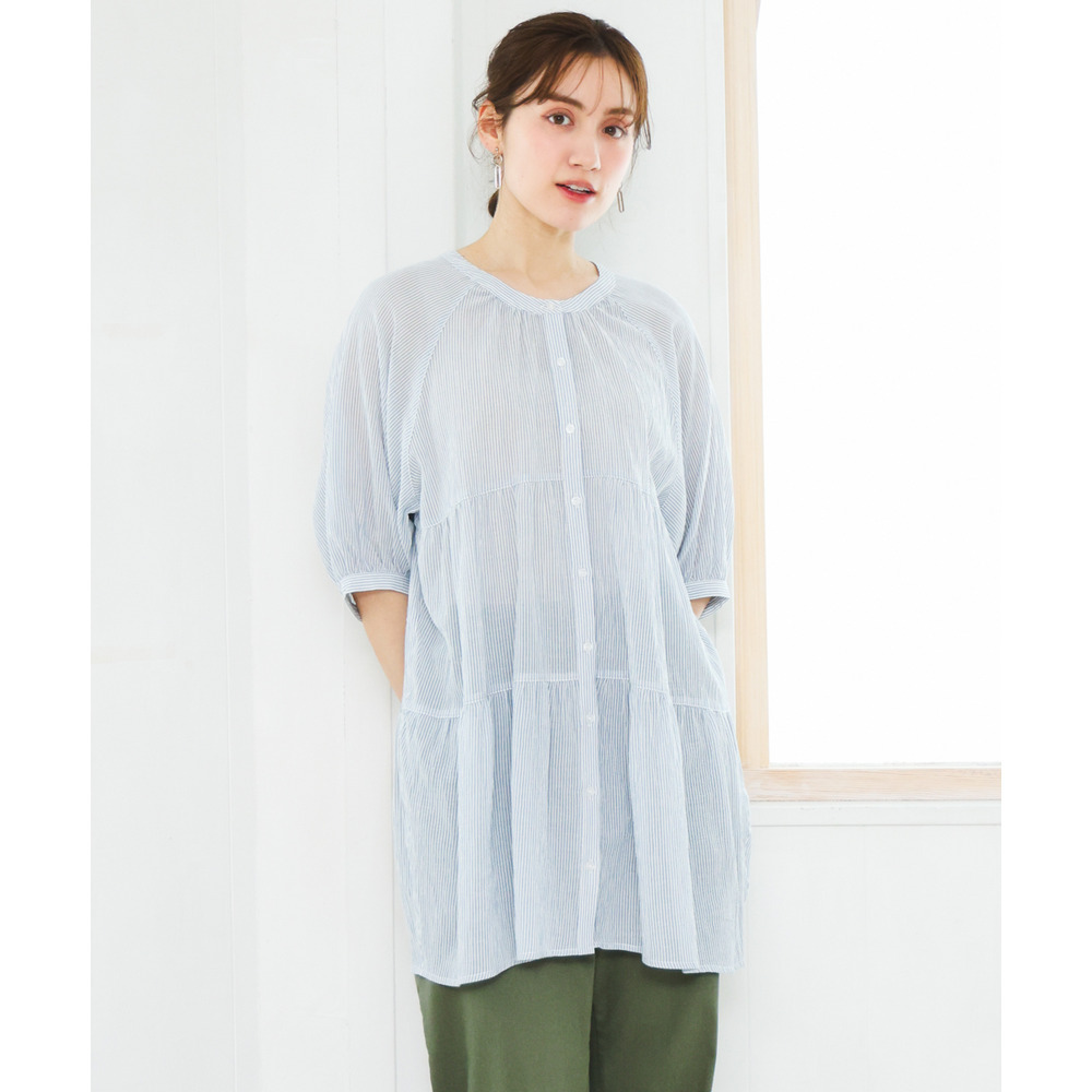 26年春新作【大きいサイズ】コットンティアードブラウスチュニック2