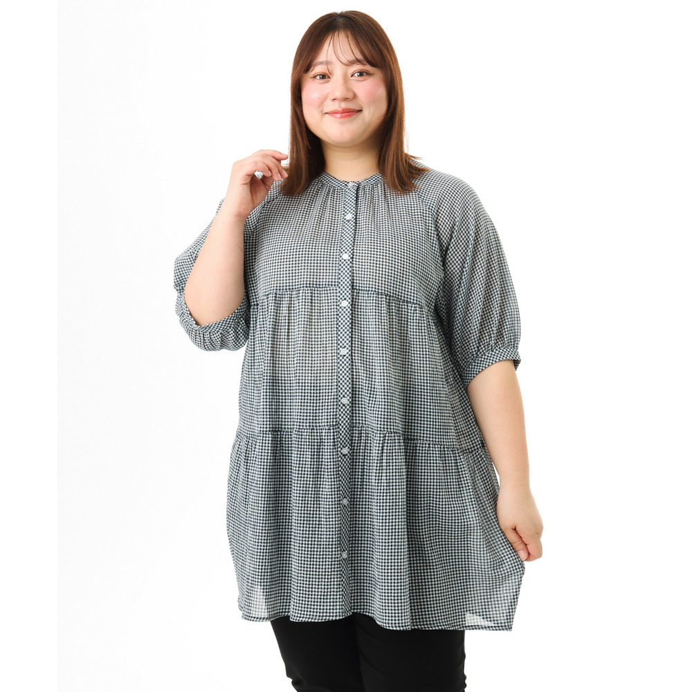 26年春新作【大きいサイズ】コットンティアードブラウスチュニック21