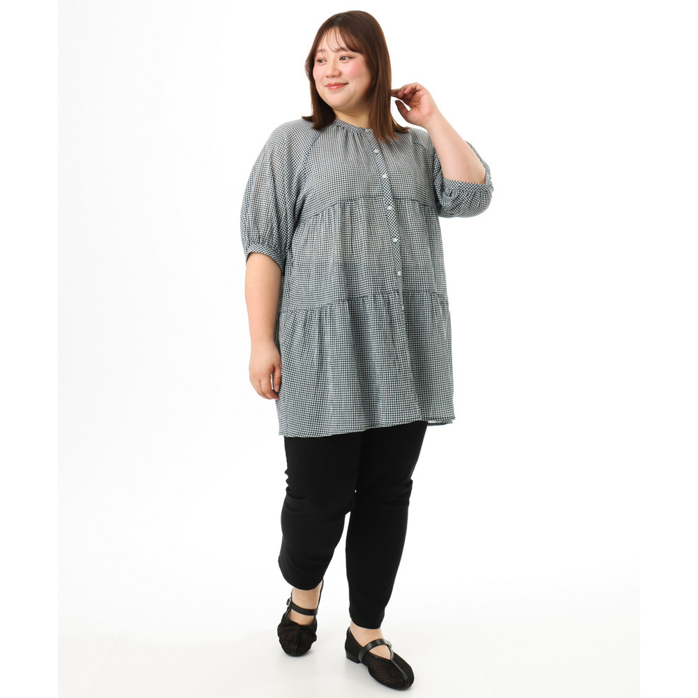 26年春新作【大きいサイズ】コットンティアードブラウスチュニック25