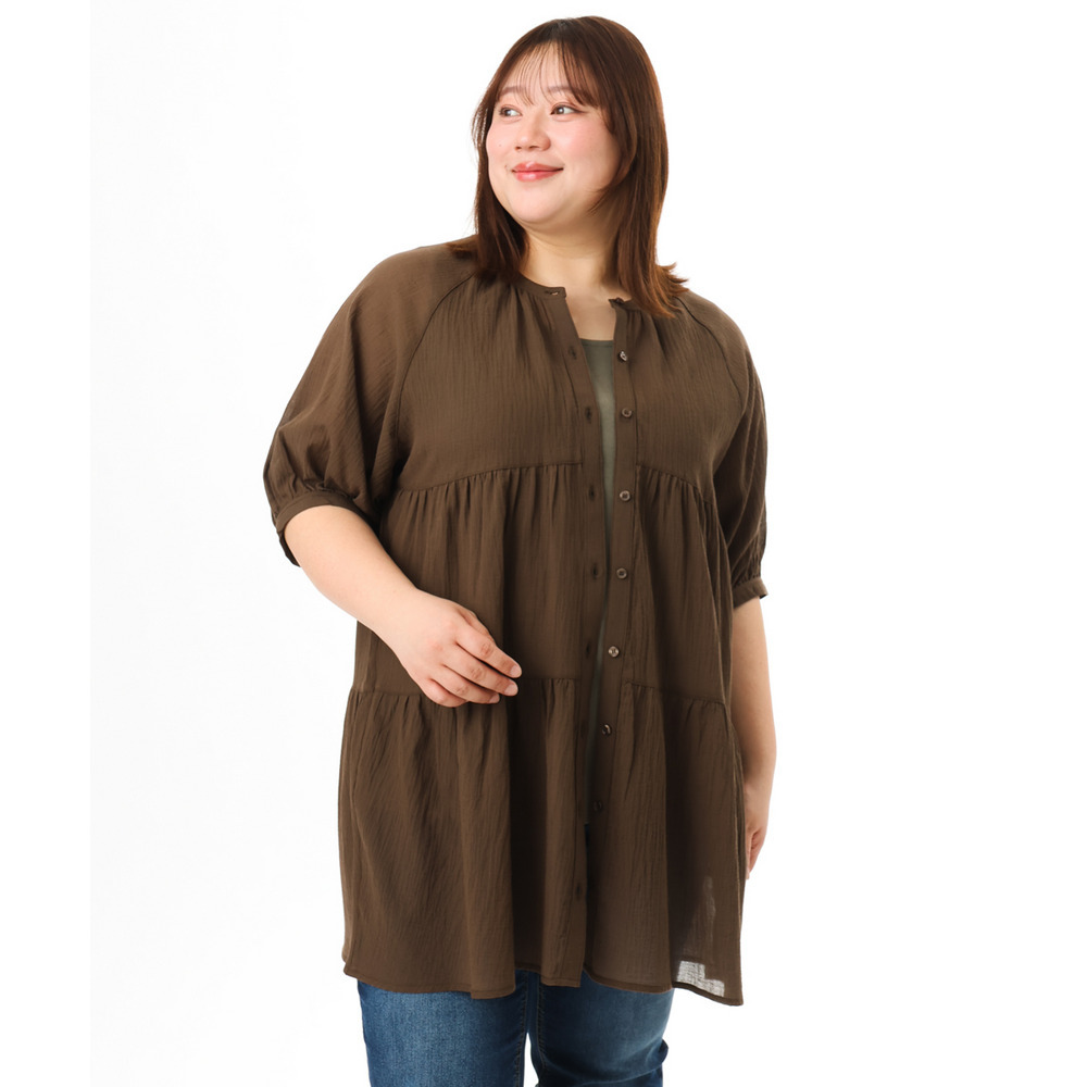 26年春新作【大きいサイズ】コットンティアードブラウスチュニック7