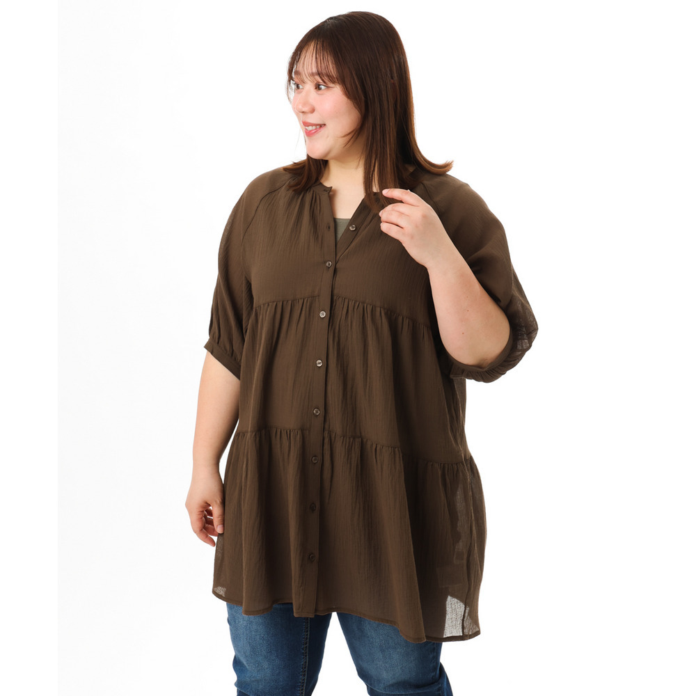 26年春新作【大きいサイズ】コットンティアードブラウスチュニック8