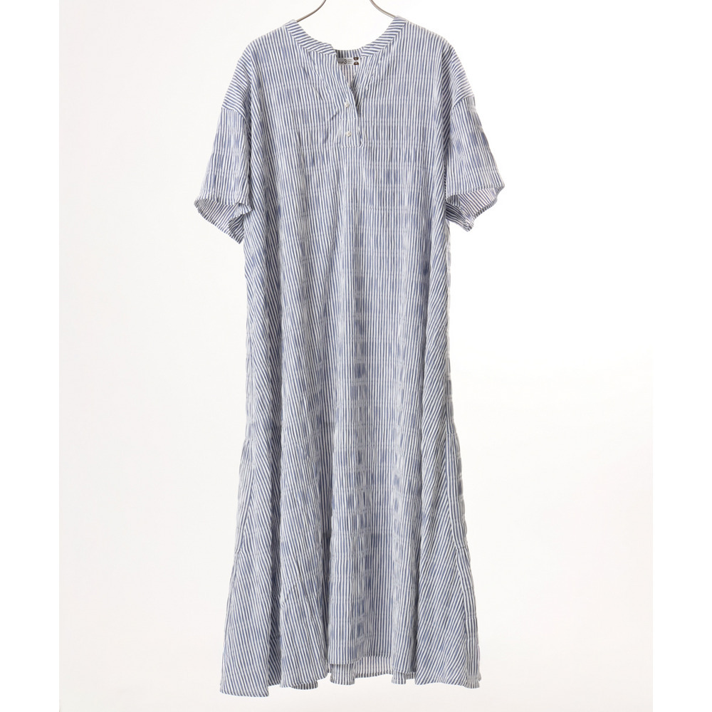 26年春新作【大きいサイズ】ドロップショルダーストライプワンピース