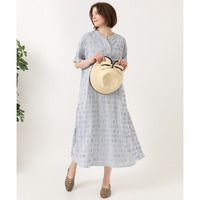 26年春新作【大きいサイズ】ドロップショルダーストライプワンピース