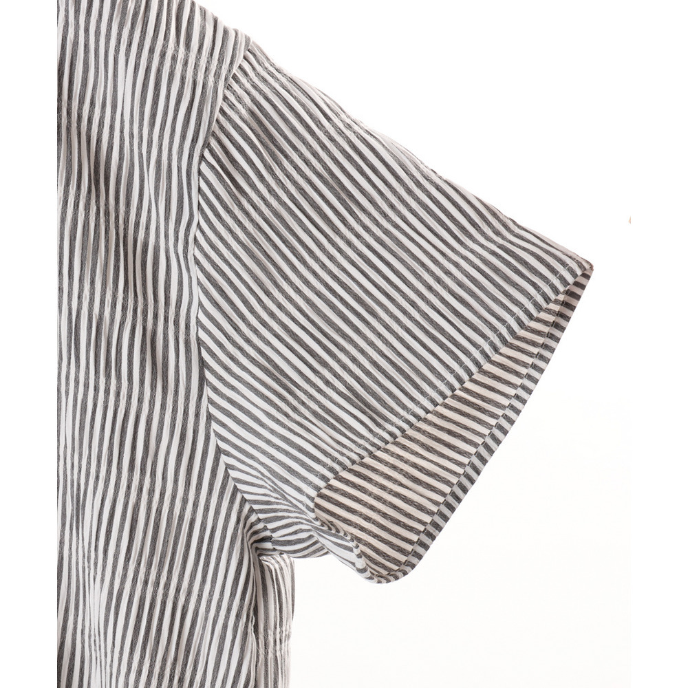 26年春新作【大きいサイズ】ドロップショルダーストライプワンピース2