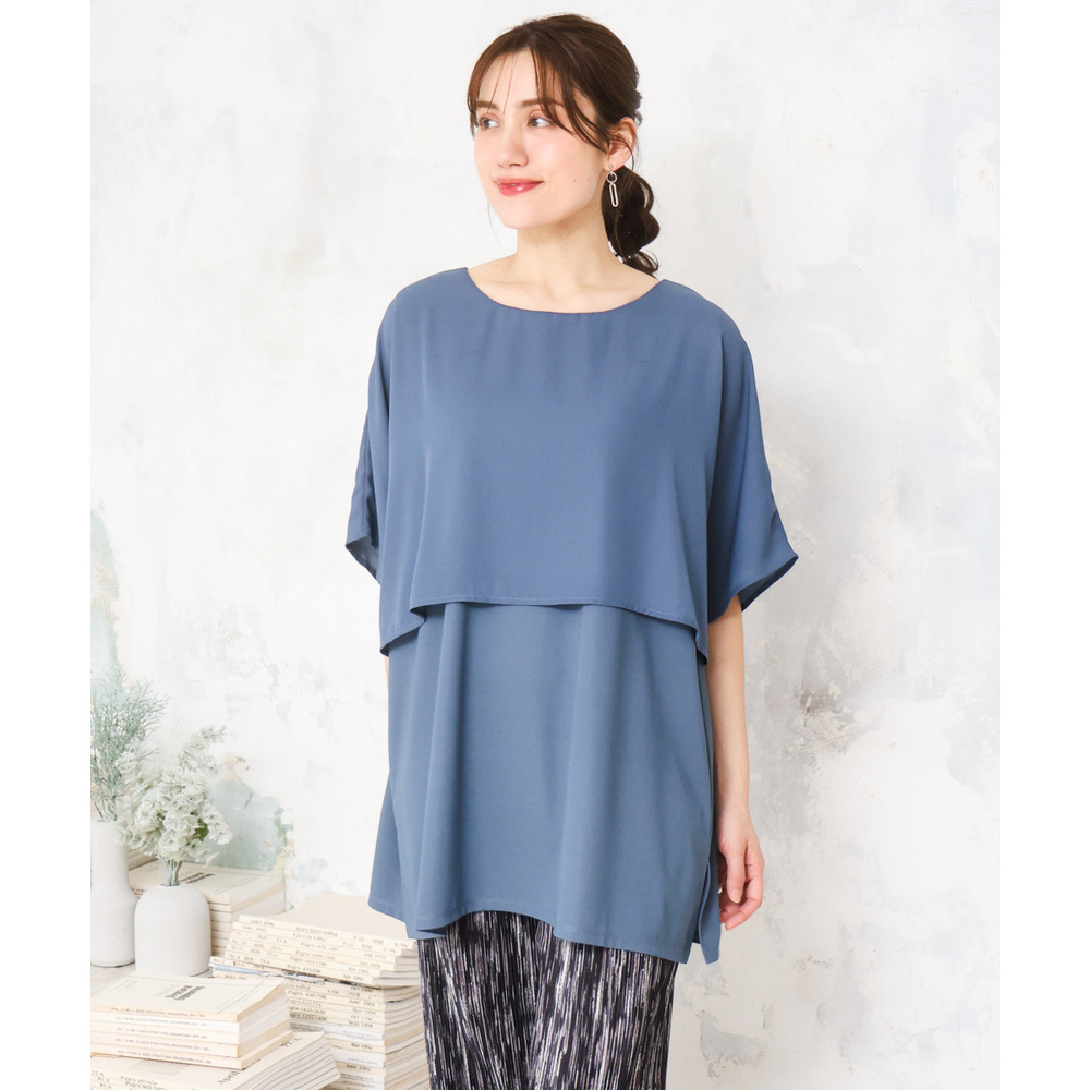 26年春新作【大きいサイズ/接触冷感】ケープデザインカットソー1