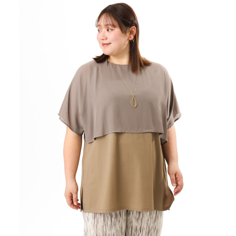 26年春新作【大きいサイズ/接触冷感】ケープデザインカットソー11