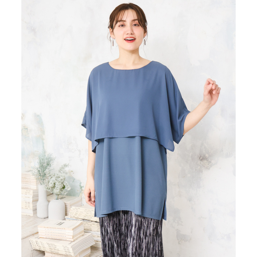 26年春新作【大きいサイズ/接触冷感】ケープデザインカットソー2