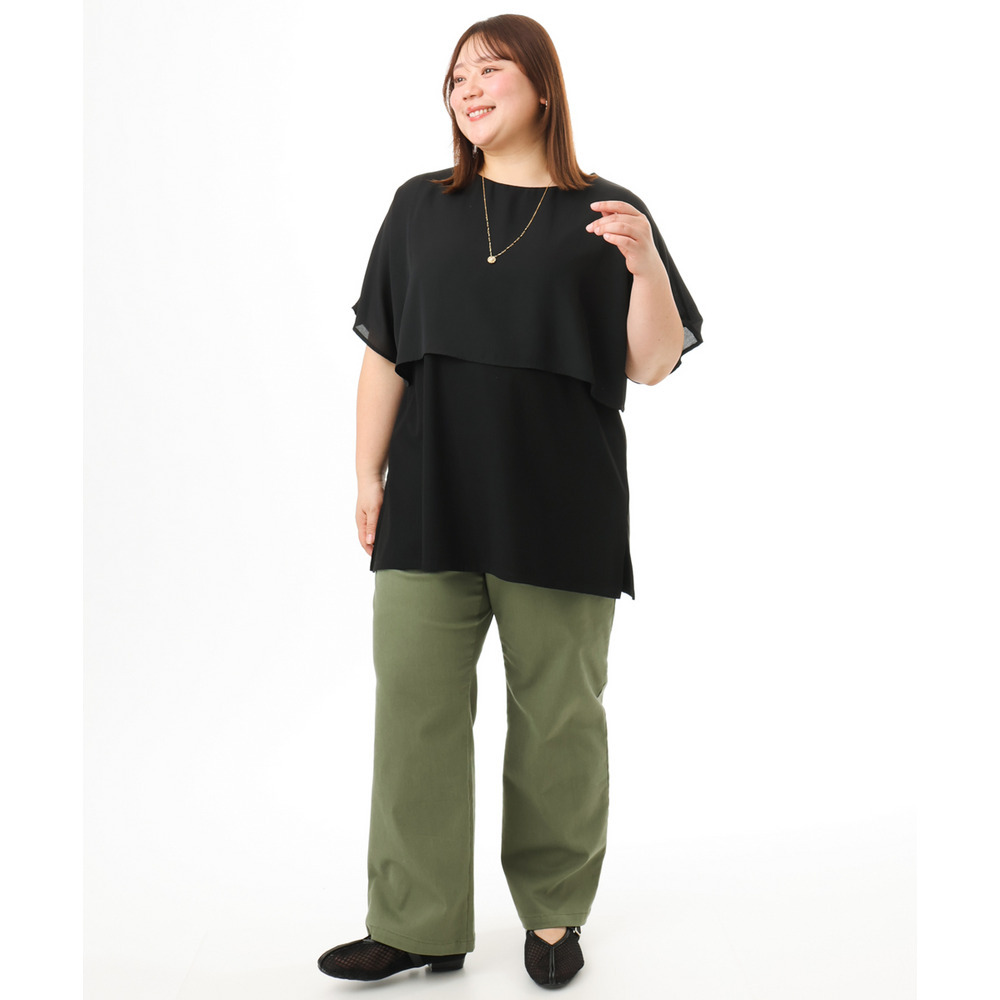 26年春新作【大きいサイズ/接触冷感】ケープデザインカットソー26