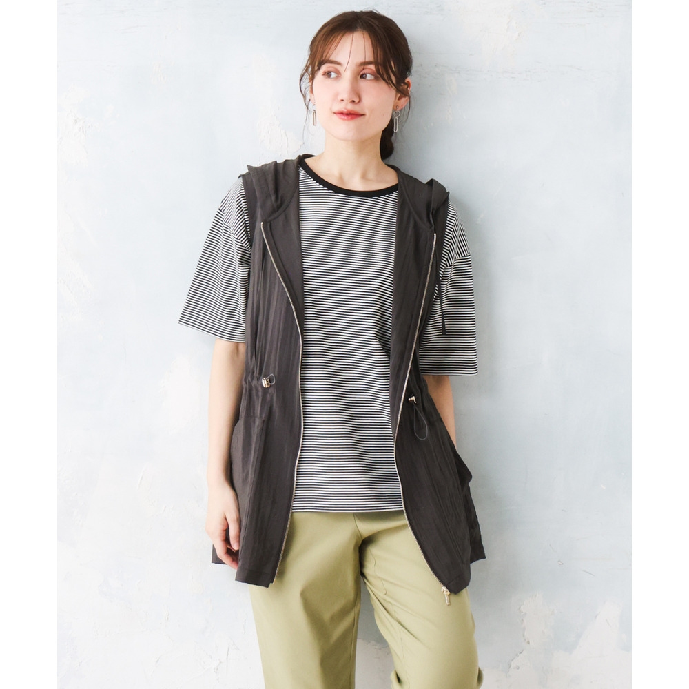 26年春新作【大きいサイズ】フーディ―ジレ