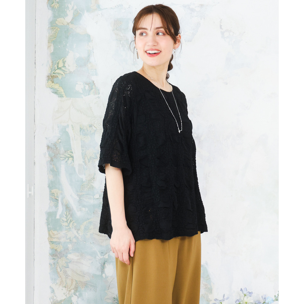 26年春新作【大きいサイズ】シャーリングレースアンサンブル