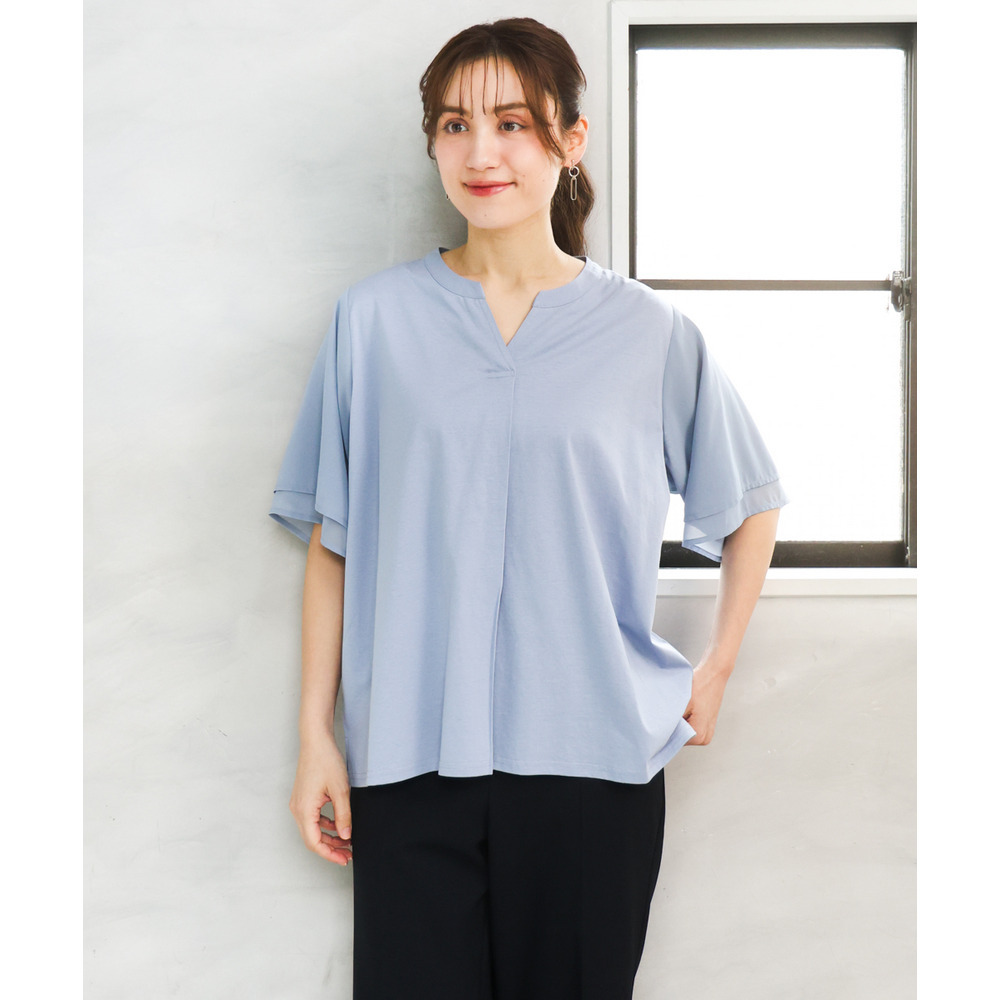 26年春新作【大きいサイズ】シア―スリーブカットソー1