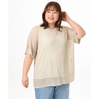 26年初夏新作【大きいサイズ/a.v.v×eur3】メッシュラメニット