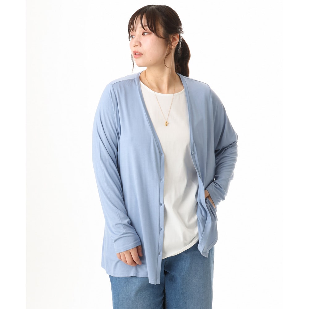 26年初夏新作【大きいサイズ/接触冷感/UVカット】Aライン長袖カーディガン