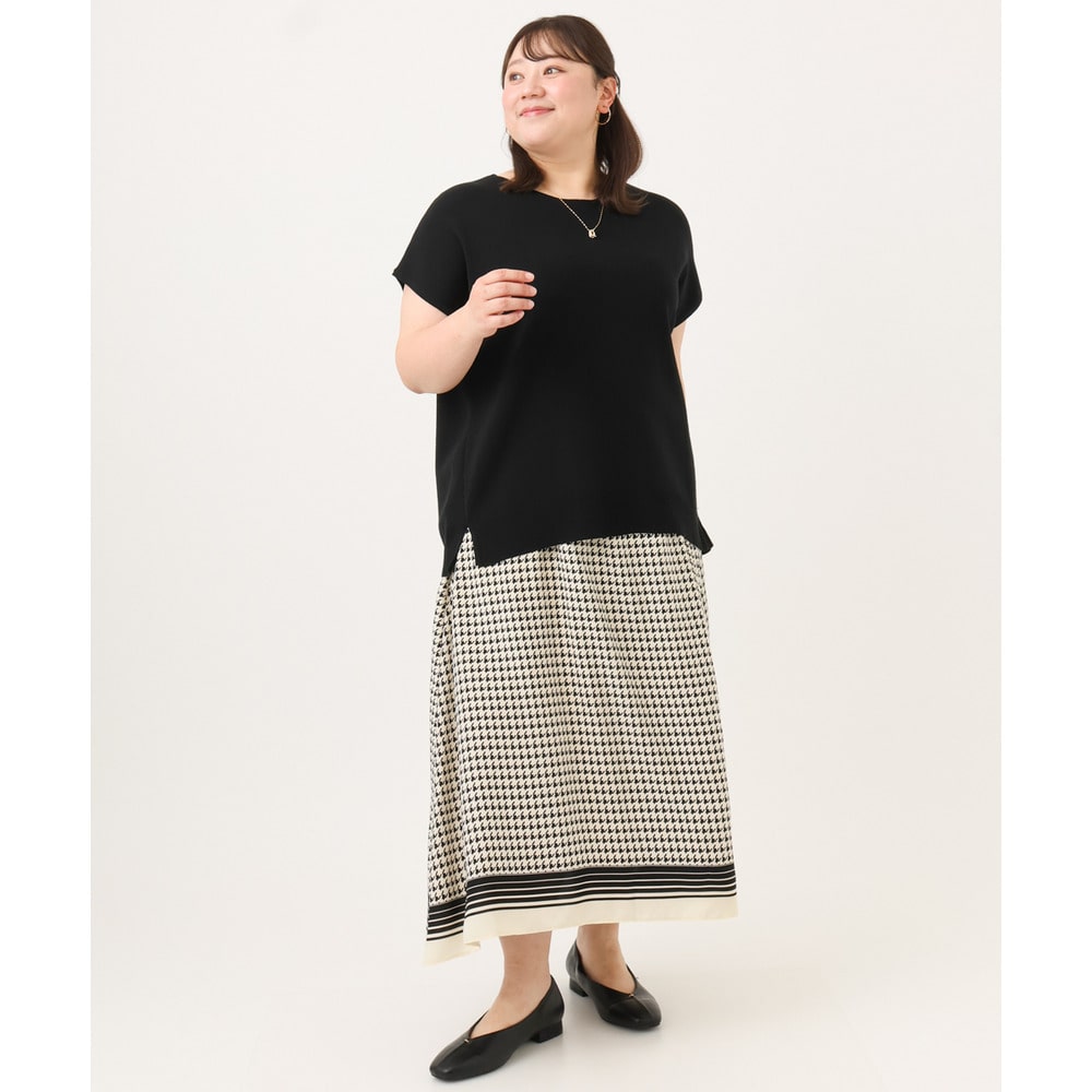 26年夏新作【大きいサイズ/接触冷感】サイドスリットサマーニット19