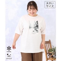 26年夏新作【大きいサイズ/接触冷感/UVカット】ネコプリントTシャツ