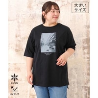 26年夏新作【大きいサイズ/接触冷感/UVカット】ネコプリントTシャツ