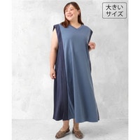 26年夏新作【大きいサイズ/LAVEANGE×eur3】バイカラーノースリーブワンピース