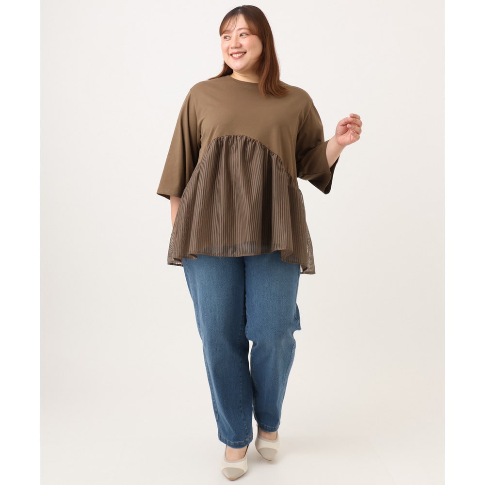 26年夏新作【大きいサイズ/LAVEANGE×eur3】チュール切り替えジャージートップス10