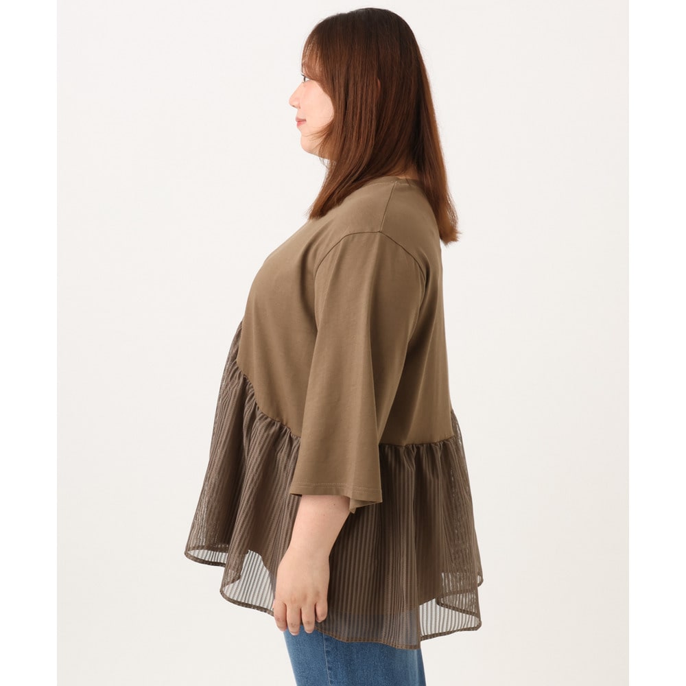 26年夏新作【大きいサイズ/LAVEANGE×eur3】チュール切り替えジャージートップス3